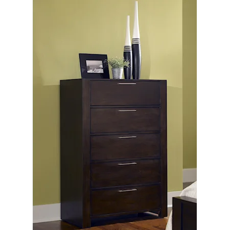 Chest of 5 Drawers w/ Satin Nickel Bar Pulls